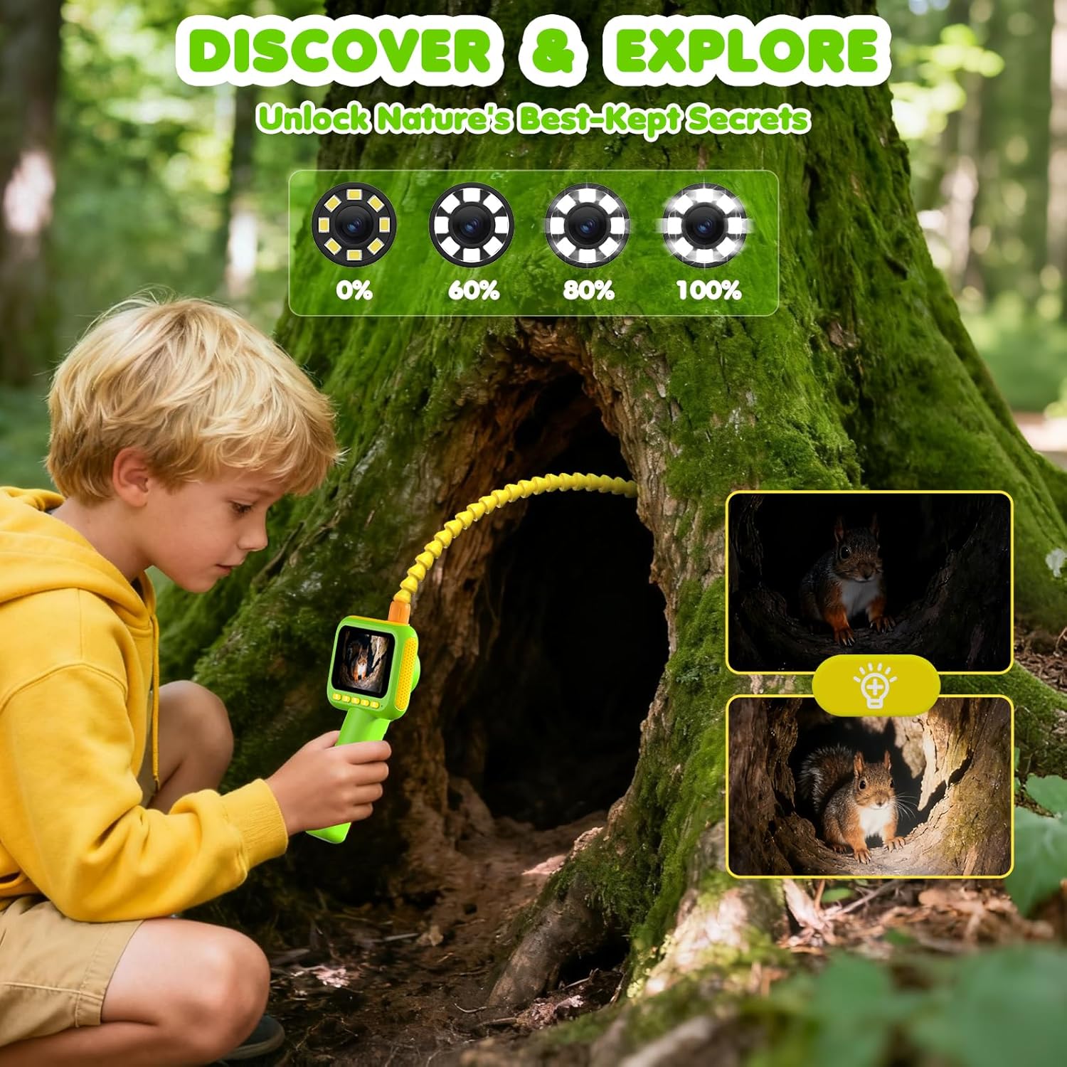 Science Kit - Эндоскоп для детей, бороскоп-камера-змейка с подсветкой,